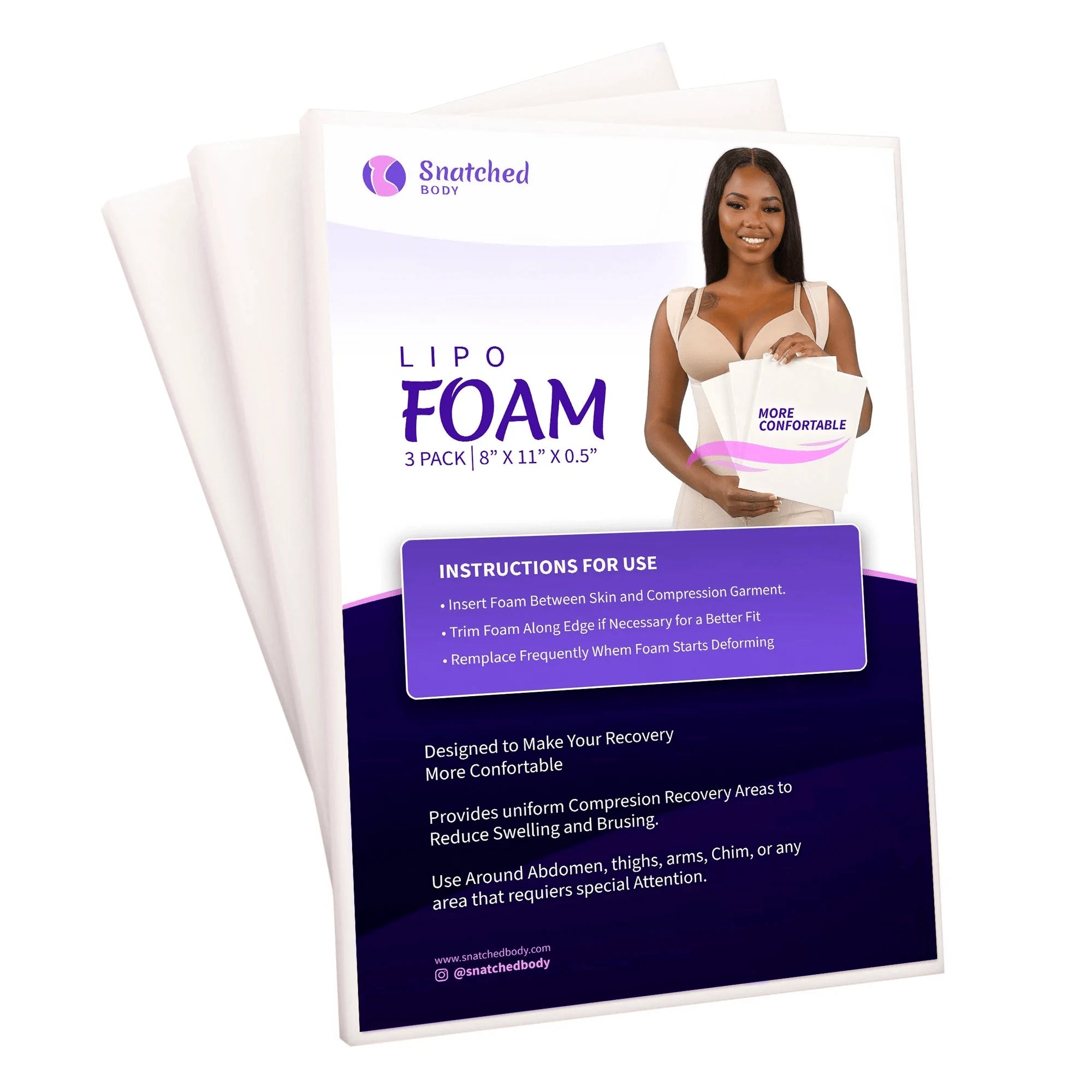 3 Pack Lipo Foam - Dr. Approved Post Surgery Foam Sheets, Ab Board
