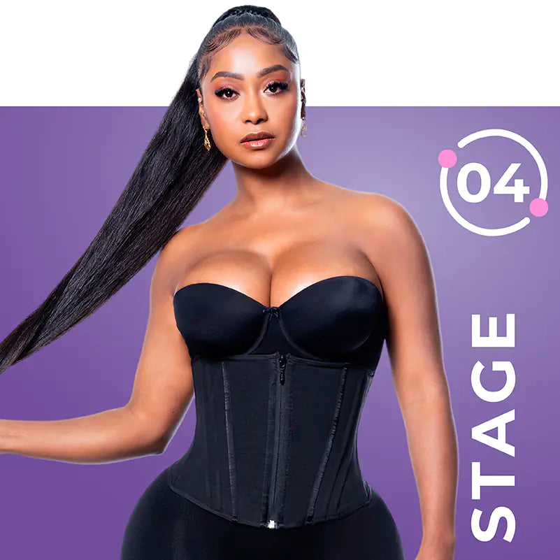 bbl stage 4 black waist cincher with front zipper