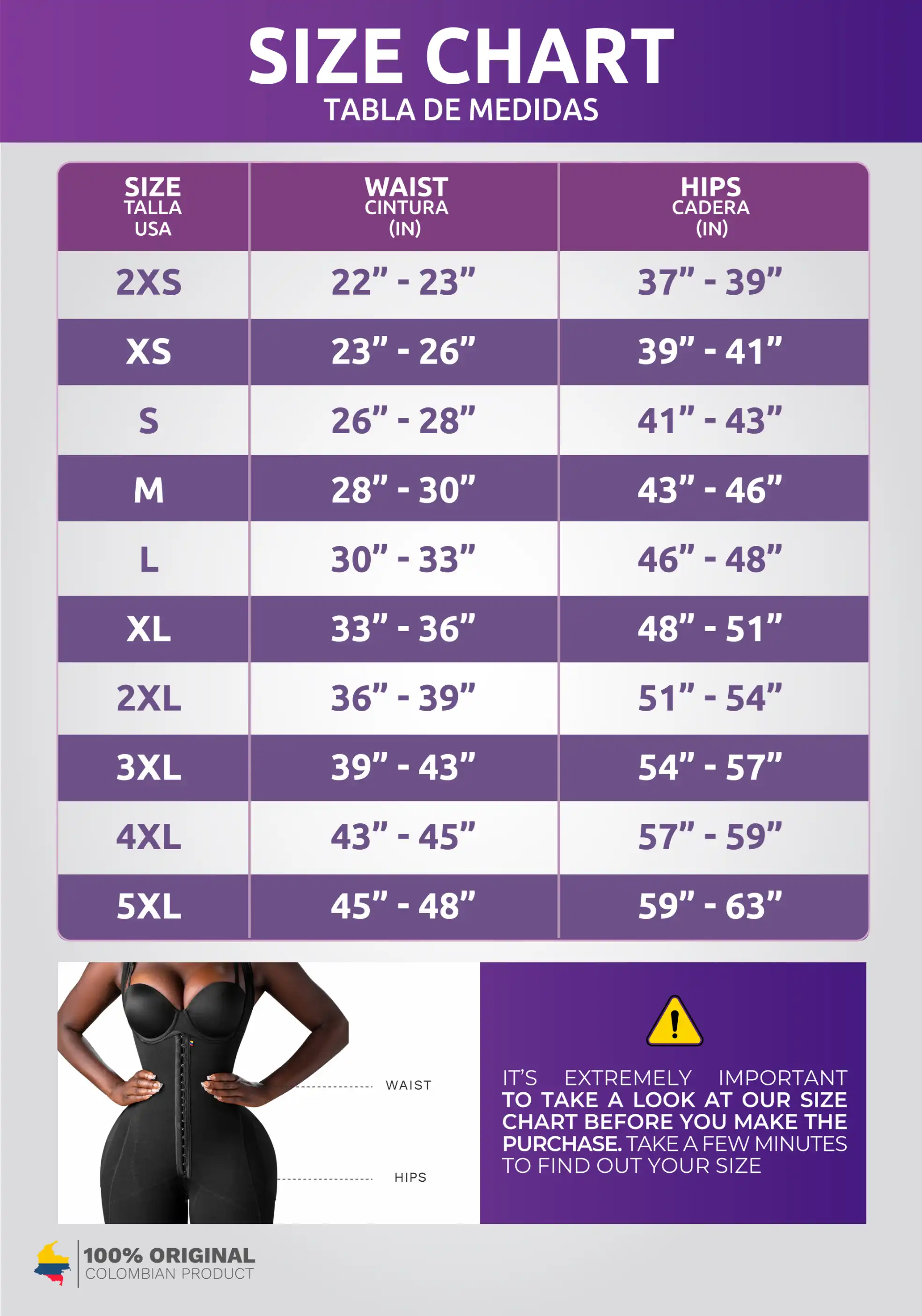 Body Shapers Size Guide